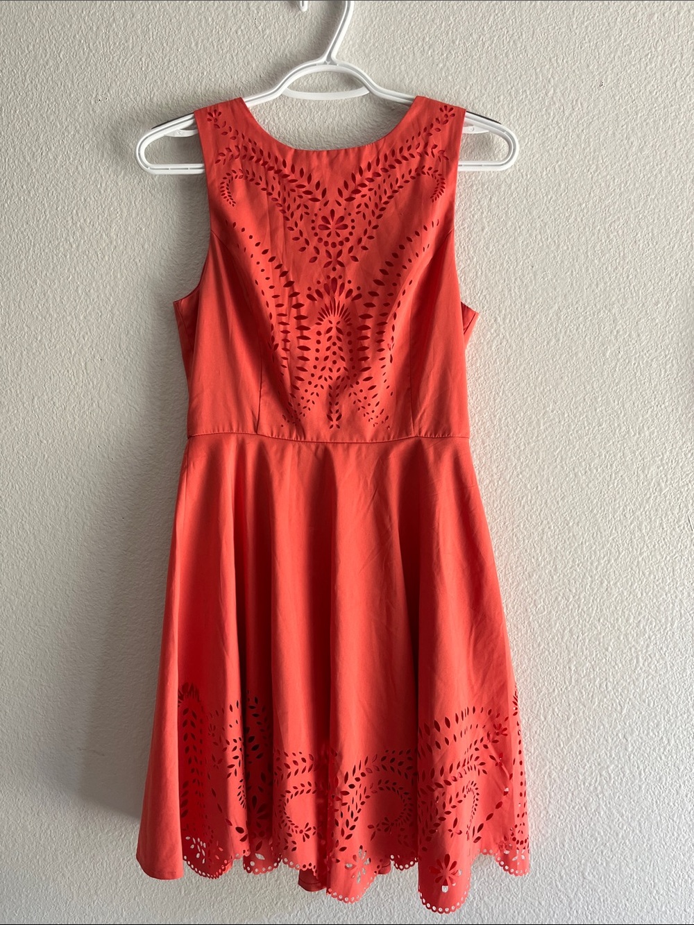 Ya Los Angeles Coral Laser-Cut Fit & Flare Mini Dress